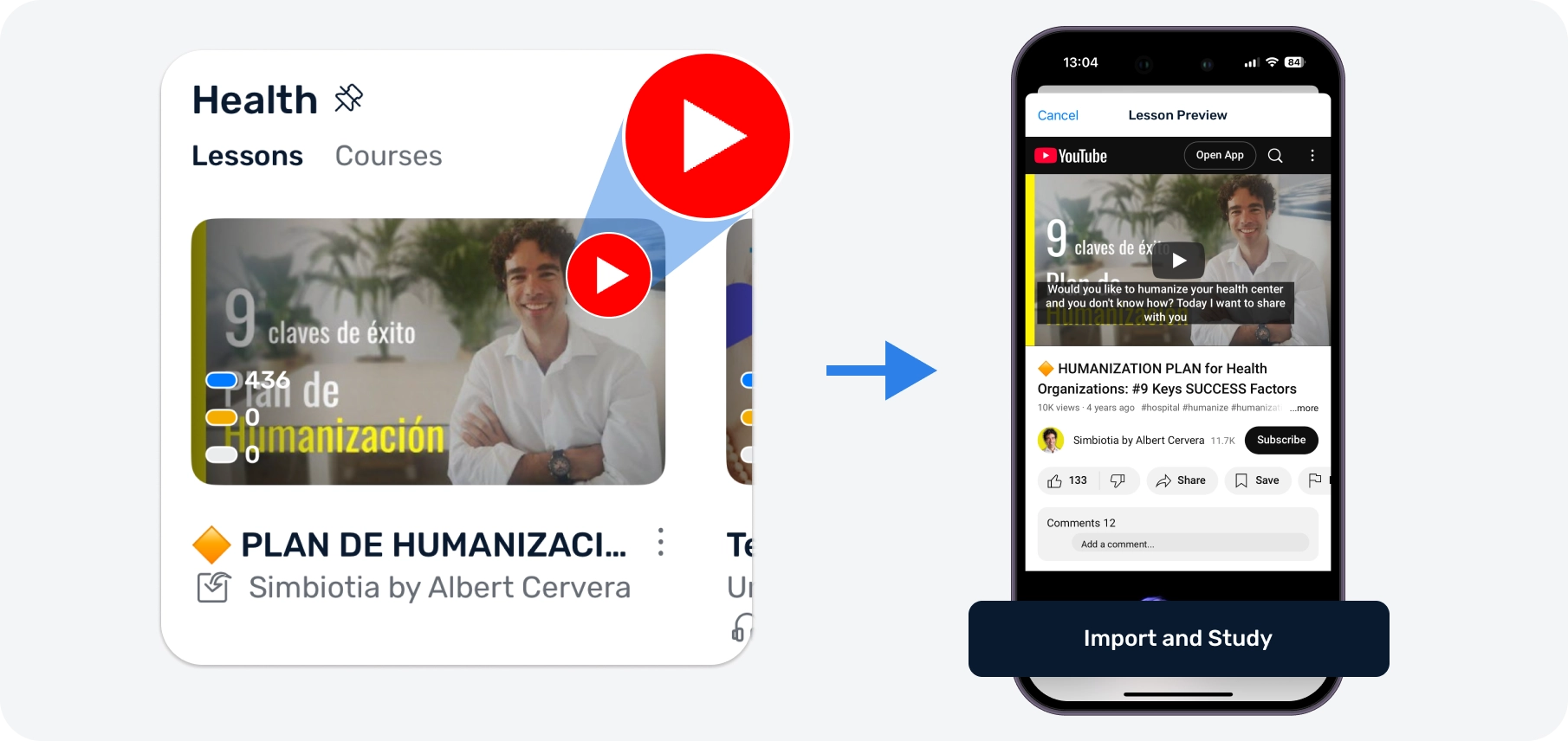 You will see some lessons that link to content you can import from external sites like news sites or YouTube. When these sites open up, tap Import to create a lesson.